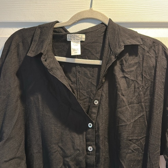 L Space Coronado Black Textured Gauze Button Front Romper M Dress Cover Up - Picture 4 of 8